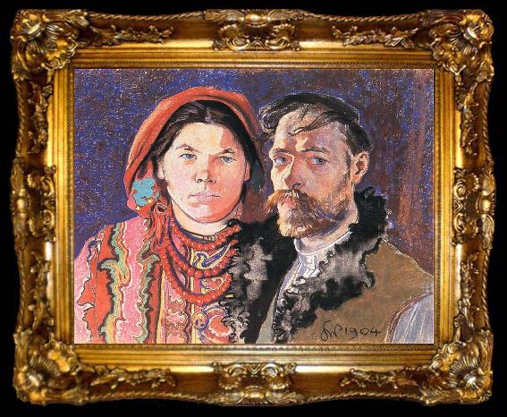 framed  Stanislaw Wyspianski Self Portrait with Wife at the Window,, ta009-2